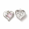 Rack Plating Alloy with Glass Heart with Rectangle Pendants FIND-G051-08P-2