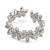 Flower Rack Plating Brass Micro Pave Cubic Zirconia Open Cuff Rings for Women RJEW-I107-06P-2