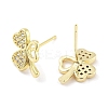 Brass Micro Pave Clear Cubic Zirconia Stud Earrings for Women EJEW-S217-D08-2