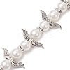 Alloy & ABS Plastic Imitation Pearl Round Beaded Link Chains PALLOY-JF02923-4