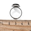 Half Round Natural Black Agate Finger Rings RJEW-M062-01P-05-3