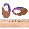 Transparent Resin and Walnut Wood Pendants RESI-T057-02G-4