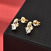 Flower Brass Micro Pave Clear Cubic Zirconia Stud Earrings EJEW-A135-12G-3