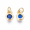 Brass with Single Cubic Zirconia Charms ZIRC-F095-03G-06-2