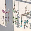 Natural  Rose Quartz Chips Moon Pendant Decorations HJEW-FS00027-04-7