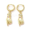 Palm with Horse Eye Real 18K Gold Plated Brass Dangle Hoop Earrings EJEW-Q797-21G-01-1