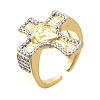 Brass Micro Pave Clear Cubic Zirconia Cuff Rings RJEW-U035-02GP-01-4