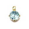 Flat Round Brass with Glass Charms KK-G525-01G-01-1