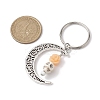 5Pcs Alloy & Synthetic Turquoise & Resin Keychain KEYC-JKC00777-03-2