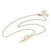 Brass Micro Pave Clear Cubic Zirconia White Moon with Star Pendant 304 Stainless Steel Chain Necklaces for Women NJEW-D341-11G-4