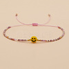 Smiling Face Glass Seed Bead Braided Bracelets for Women EQ4950-5-2