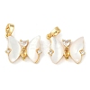 Natural White Shell Butterfly Pendants KK-U043-26G-1
