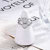 Brass Micro Pave Clear Cubic Zirconia Cuff Finger Rings RJEW-G337-33P-3