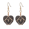 Heart Natural Lava Rock Dangle Earrings for Women EJEW-JE04973-1
