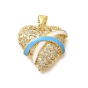 Brass Micro Pave Clear Cubic Zirconia Enamel Pendants KK-M297-20G-1