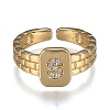 Brass Micro Pave Clear Cubic Zirconia Cuff Rings LS-RJEW-H538-02G-S-1