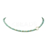 Natural Keshi Pearl Coin and Natural Amazonite Heishi Beaded Necklaces for Women NJEW-JN06344-3