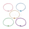 5Pcs 5 Colors Evil Eye Resin & Glass Seed Beaded Stretch Bracelet Sets BJEW-JB10477-1