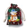 Christmas Theme Rectangle Jute Bags with Jute Cord ABAG-E006-01D-4