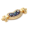 Rack Plating Brass Micro Pave Clear Cubic Zirconia Heart Connector Charms KK-K385-99G-03-2