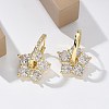 Flower Shape Clear Cubic Zirconia Hoop Earrings EJEW-F310-03G-4