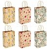 6Pcs 3 Styles Flower Print Kraft Paper Handbags ABAG-TA0001-52-1