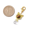 Natural Tiger Eye & Glass Seed Beaded Cat Pendant Decoration HJEW-MZ00157-03-3