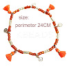 Bohemian Style Alloy Coin Charm Tassel Plastic Seed Beaded Stretch Anklets FS-WGB8A48-06-2