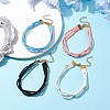 4Pcs 4 Colors Faux Suede Cord Multi-strand Bracelets with 304 Stainless Steel Rings for Women BJEW-JB10404-2