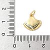 Brass Pave Natural White Shell Fan Charms with Jump Rings KK-S522-17G-3