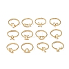 12Pcs 304 Stainless Steel Adjustable Finger Ring RJEW-L115-01G-M-1