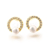 925 Sterling Silver Clear Cubic Zirconia Ring Stud Earrings EJEW-L300-09G-4