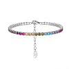 Rhodium Plated Real Platinum Plated 925 Sterling Silver Link Chain Bracelet BJEW-P311-01P-02-1