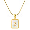 Stainless Steel Snake Bone Chain Alphabet Necklace with Shell Pendant WD3660-26-1