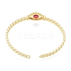 Cubic Zirconia Horse Eye Open Cuff Bangle BJEW-G651-04G-3