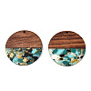 Transparent Resin & Walnut Wood Pendants RESI-TAC0017-75-A02-2