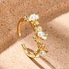 Flower Brass Open Cuff Rings for Women RJEW-G341-01G-1