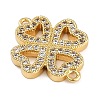 Rack Plating Brass Micro Pave Clear Cubic Zirconia Clover Connector Charms KK-A234-042G-2
