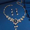 Flower Alloy Rhinestone Pendant Necklaces & Teardrop Stud Dangle Earrings Sets FS-WG19EE6-04-1