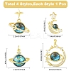 4Pcs 4 Styles Rack Plating Brass Micro Pave Cubic Zirconia Pendants KK-YW0002-79-3