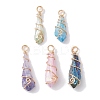 Electroplated Natural Quartz Crystal Copper Wire Wrapped Pendants PALLOY-JF02676-01-1