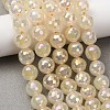 Electroplated Natural Agate Beads Strands G-B191-A07-10mm-02-1