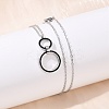 304 Stainless Steel Jet Rhinestone Double Rings Pendant Necklaces NJEW-V001-04P-2