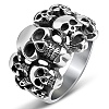 Steam Punk Style Titanium Steel Multi-Skull Finger Rings SKUL-PW0005-08H-1