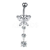 Clear Cubic Zirconia Dangle Belly Button Rings WG9960A-05-1