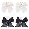 2 Pairs 2 Colors Alloy Dangle Stud Earrings with Cloth Bowknot Charms EJEW-FI0003-28-1