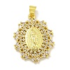 Virgin Mary Theme Rack Plating Brass Micro Pave Cubic Zirconia Pendants KK-C074-23G-02-1