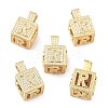 Alphabet Brass Micro Pave Clear Cubic Zirconia Pendants ZIRC-O045-01G-R-1