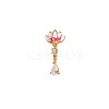 Clear Cubic Zirconia with Enamel Pink Lotus Flower Clip on Nose Rings FS-WG6F390-01-5