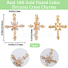 Beebeecraft 5Pcs Brass Pave Cubic Zirconia Pendants KK-BBC0010-16G-2